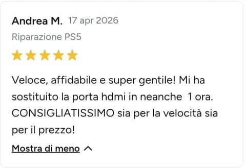 Recensione cliente - Andrea M