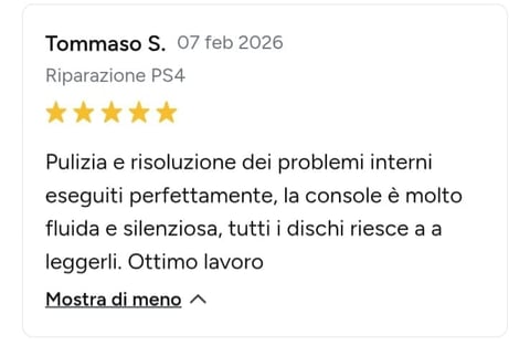 Recensione cliente - Tommaso S